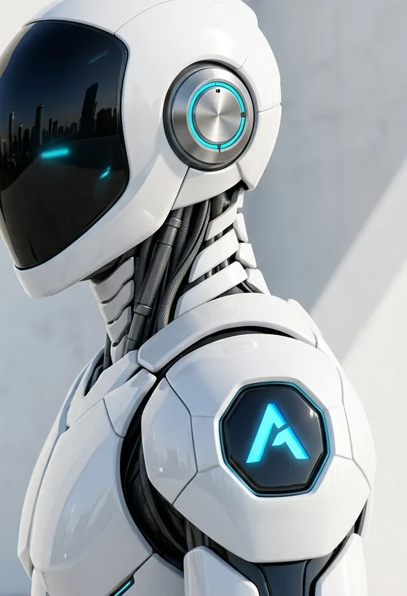 Close-up 3D render of the white Aryzen robot